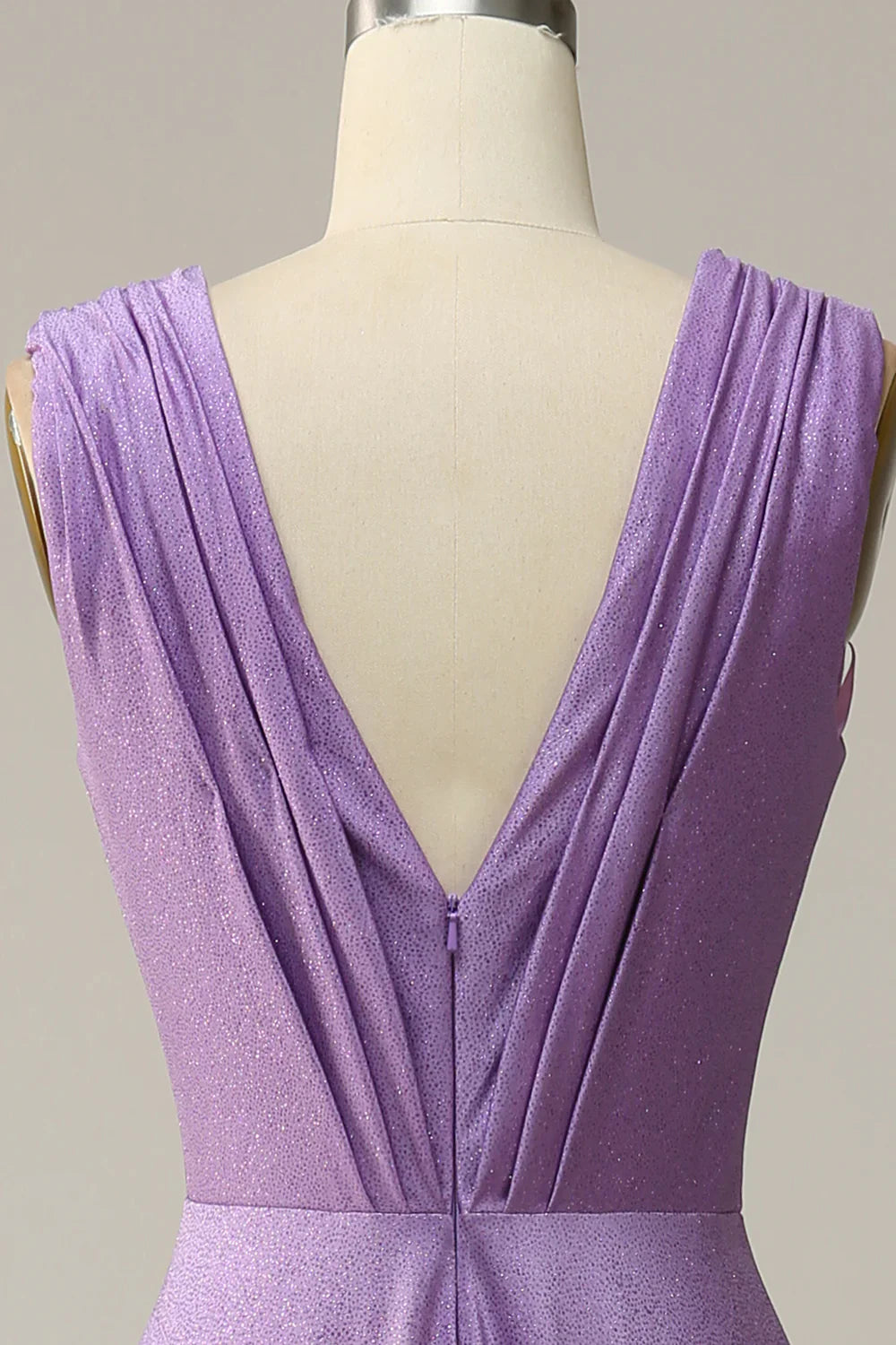 DingJiDress A Line Deep V Neck Purple Sleeveless Long Prom Dress