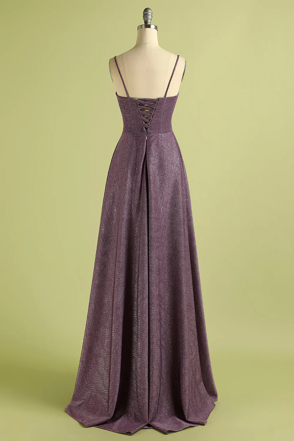 DingJiDress Grape Lace Up Long Satin Prom Dress