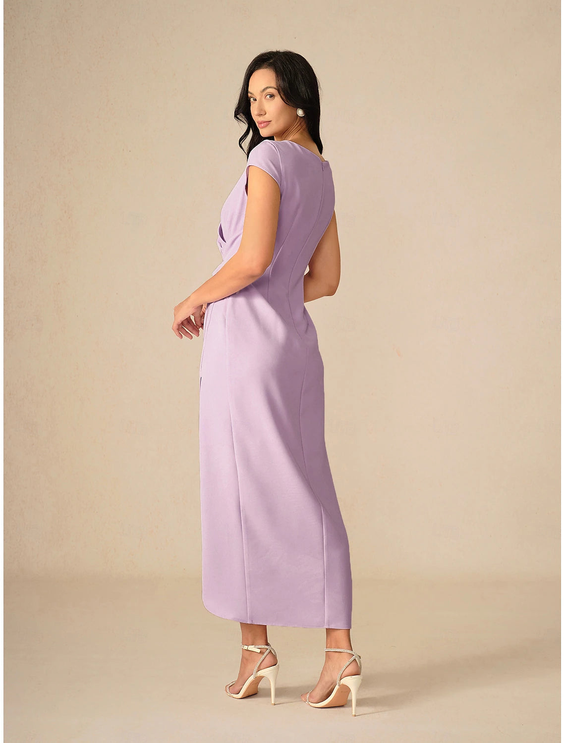 Women's Maxi Dress Wrap Dress Party Formal Cocktail Wedding Party Wedding Guest Regular Fit Solid Color Short Sleeve V Neck Light Purple Summer Spring Fall