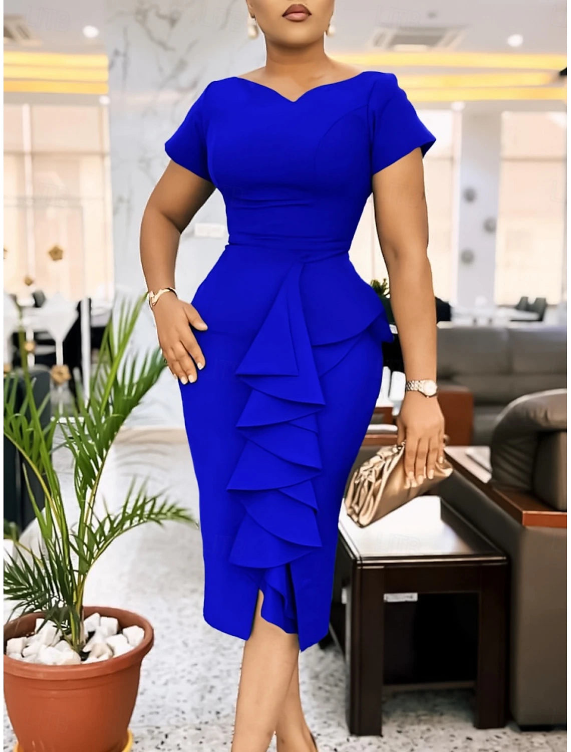 Kentucky Derby Women's Midi Dress Summer Dress Bodycon Dress Semi Formal Wedding Guest Engagement Cocktail Party Regular Fit Graphic Short Sleeve Crew Neck Pink Blue Green Summer