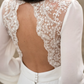 wedding dress long-sleeve button back long train gown lace & chiffon Wedding Dresses