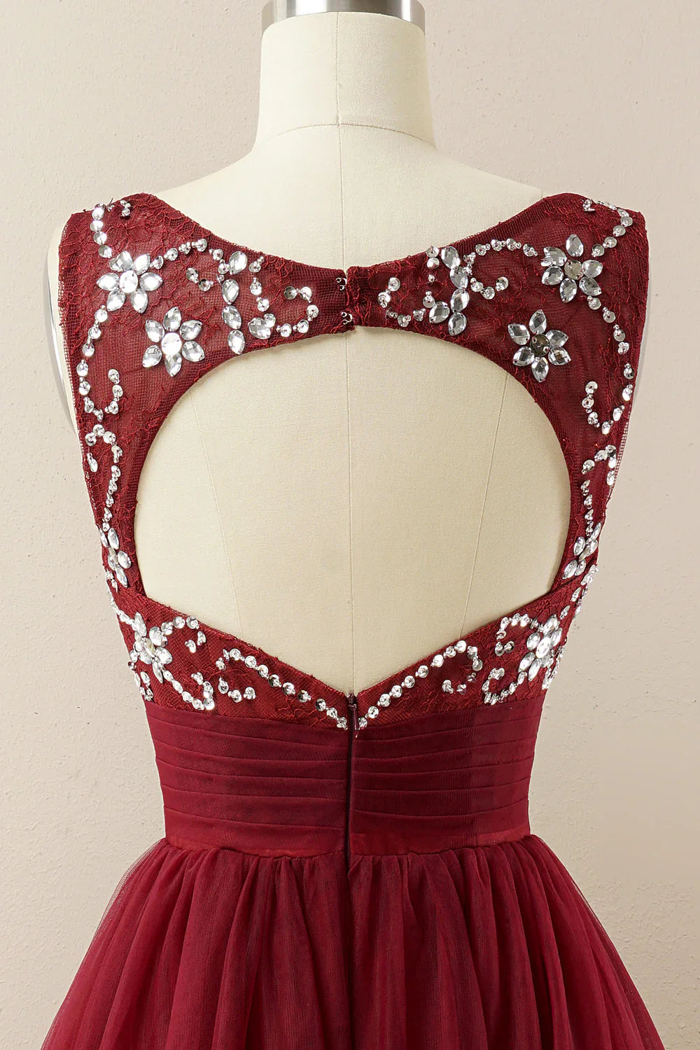 DingJiDress Burgundy Tulle Prom Dress