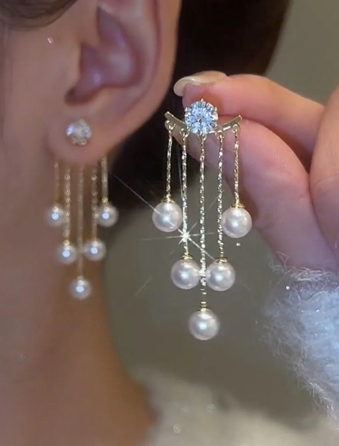 DingJiDress Women¡®s Drop Earrings Fine Jewelry Tassel Cute Stylish Earrings Jewelry White For Wedding Party 3 Pairs
