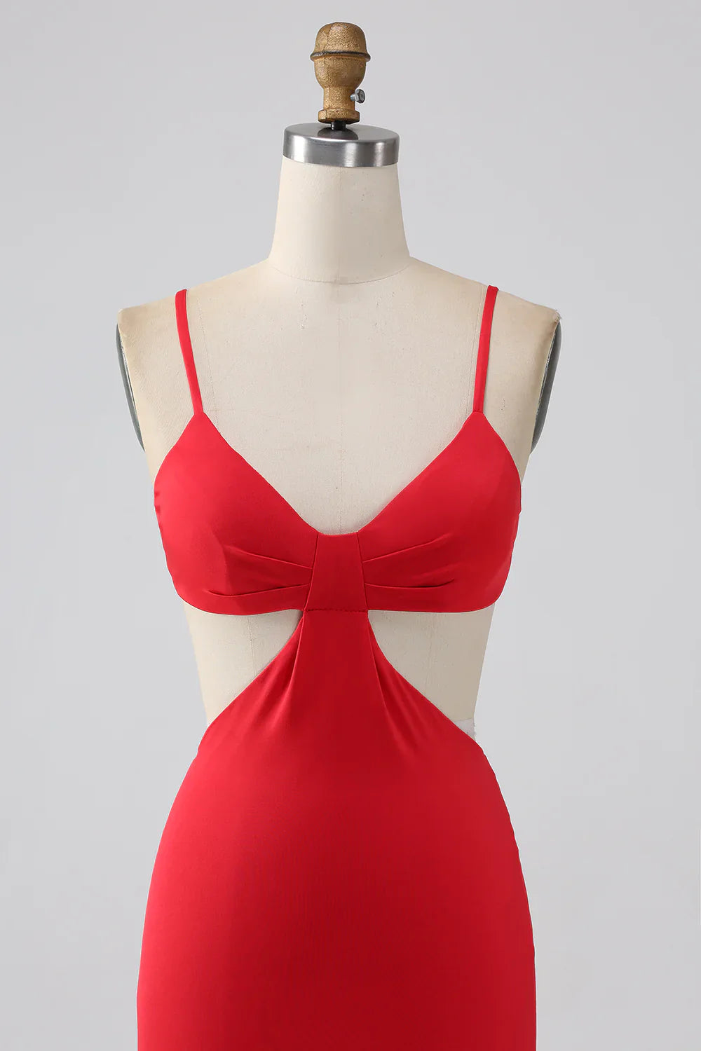 DingJiDress Spaghetti Straps Mermaid Backless Red Long Prom Dress