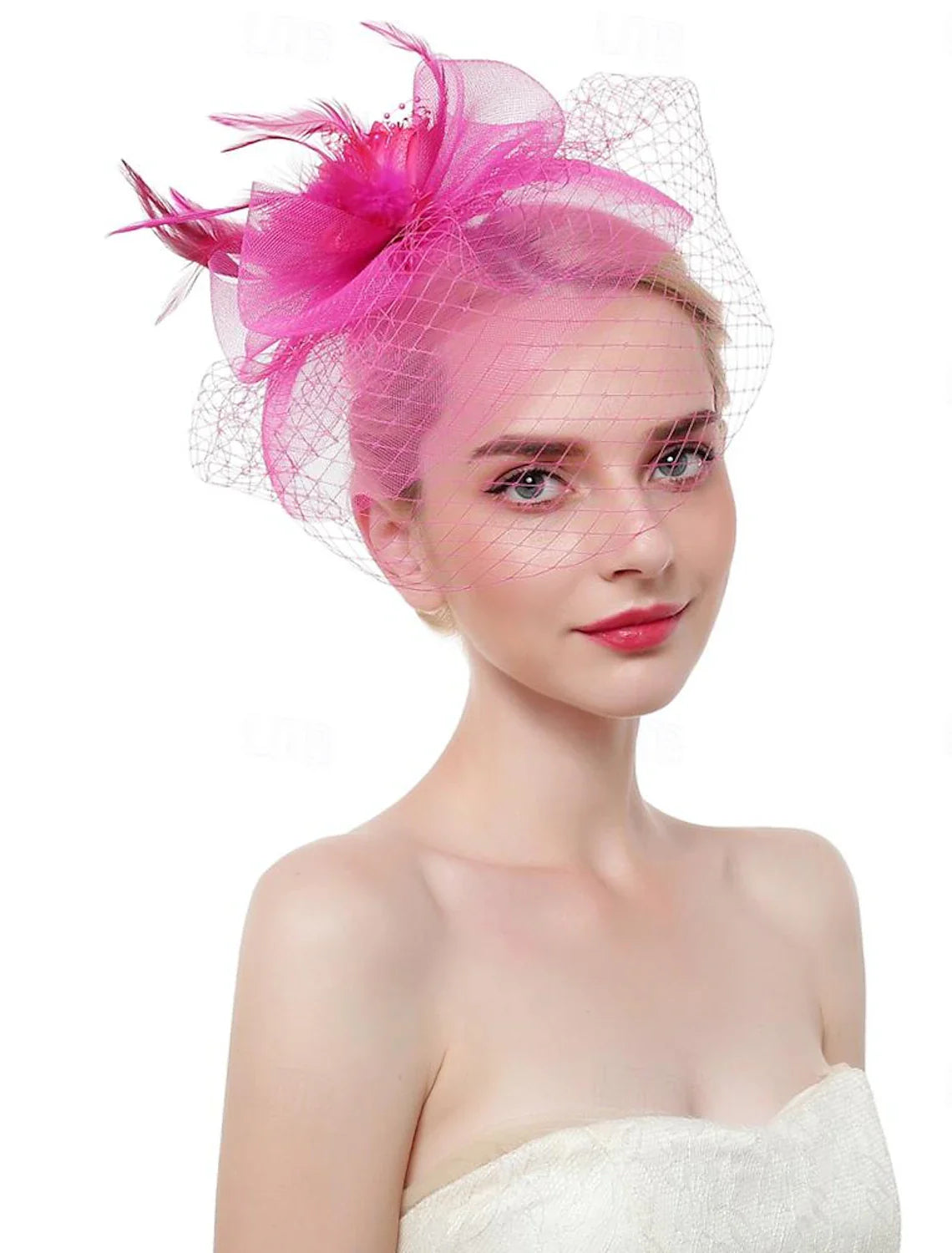 DingJiDress Fascinators Hats Headwear Hat Top Hat Veil Hat Horse Race Cocktail Elegant Vintage With Feather Bows Headpiece