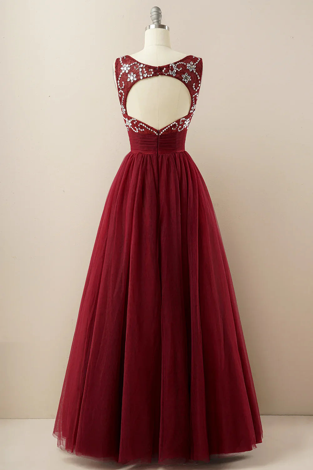 DingJiDress Burgundy Tulle Prom Dress