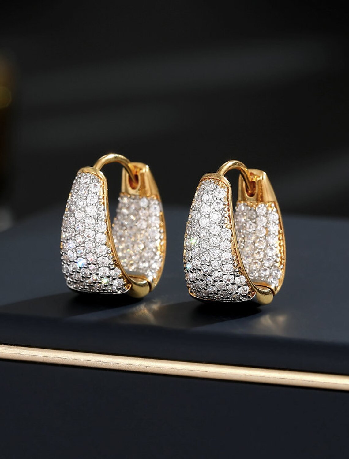 DingJiDress Women's Earrings Fine Jewelry Classic Drop Precious Stylish Simple Earrings Jewelry Gold For Gift Festival 1 Pair