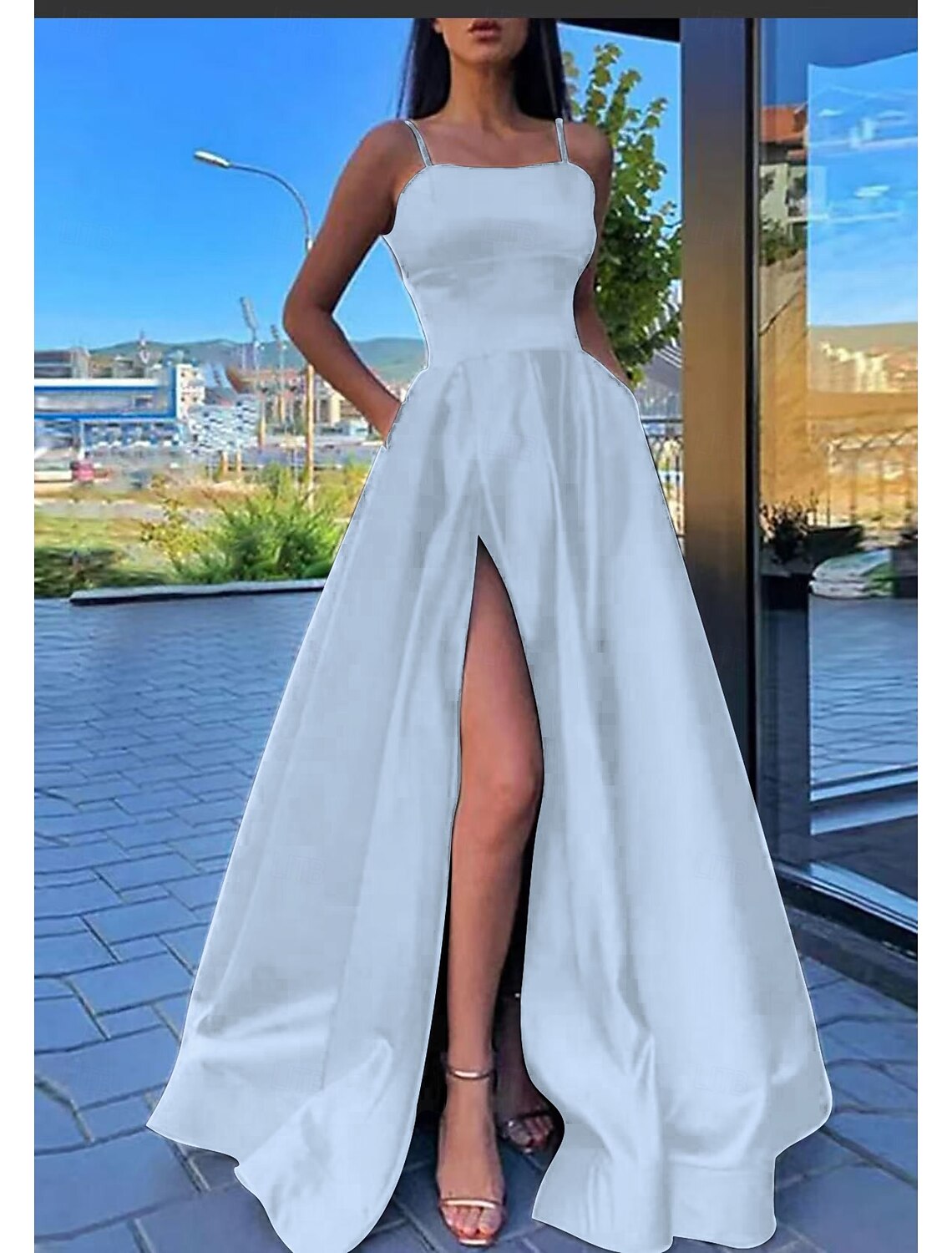Ball Gown Evening Gown Elegant Dress Formal Evening Party Floor Length Sleeveless Strapless Pocket Cotton Backless with Pleats