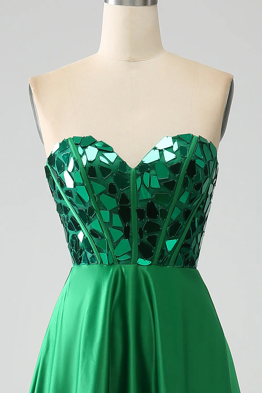 DingJiDress A-Line Sweetheart Dark Green Corset Prom Dress