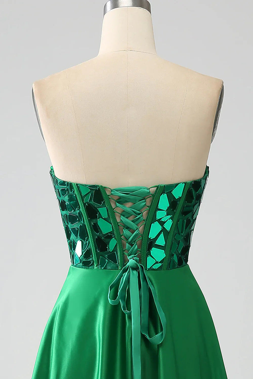 DingJiDress A-Line Sweetheart Dark Green Corset Prom Dress