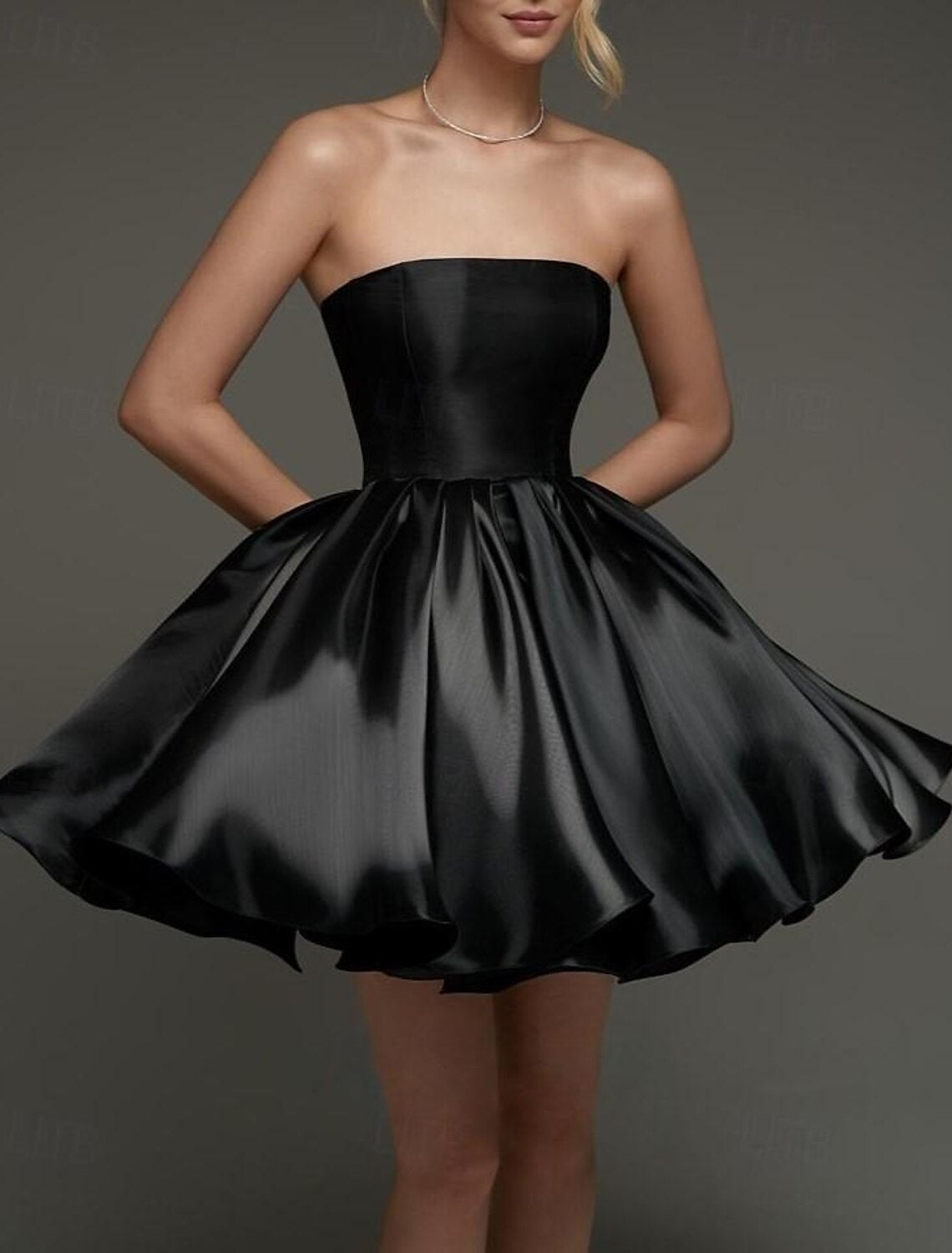 A-Line Homecoming Dresses Corsets Dress Holiday Graduation Short  Mini Sleeveless Strapless Satin with Ruched