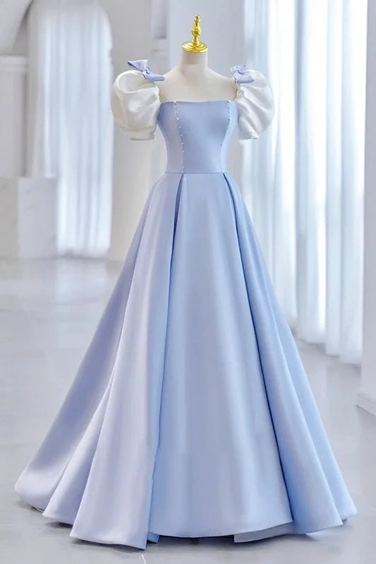 Runaway Princess blue puff sleeve evening dress