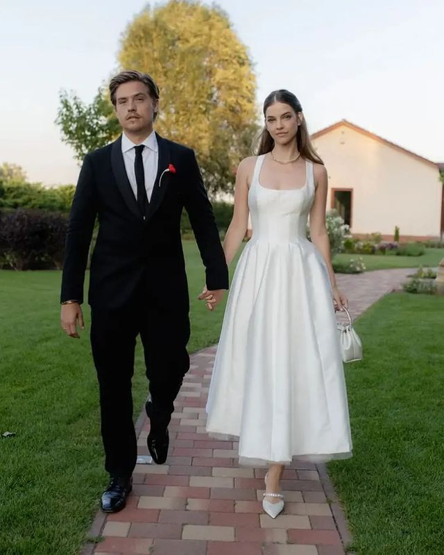 Satin Tulle Midi Wedding Dress Simple Square Neckline Tea Length Formal Prom Dress