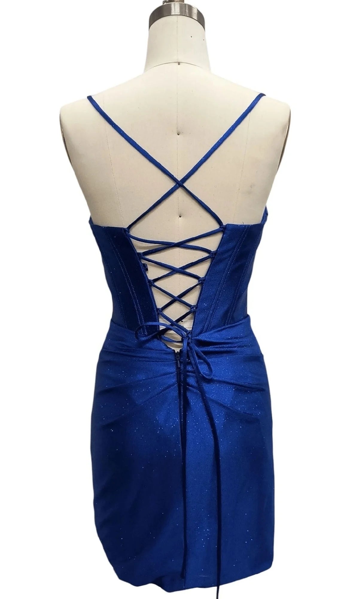 Elegant Sweetheart Neck Blue Sleeveless Crisscross Back Short Homecoming Dress for sale
