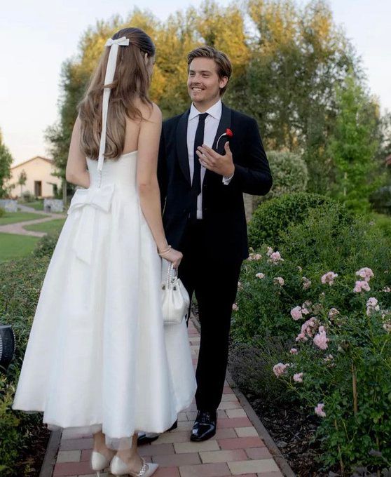 Satin Tulle Midi Wedding Dress Simple Square Neckline Tea Length Formal Prom Dress