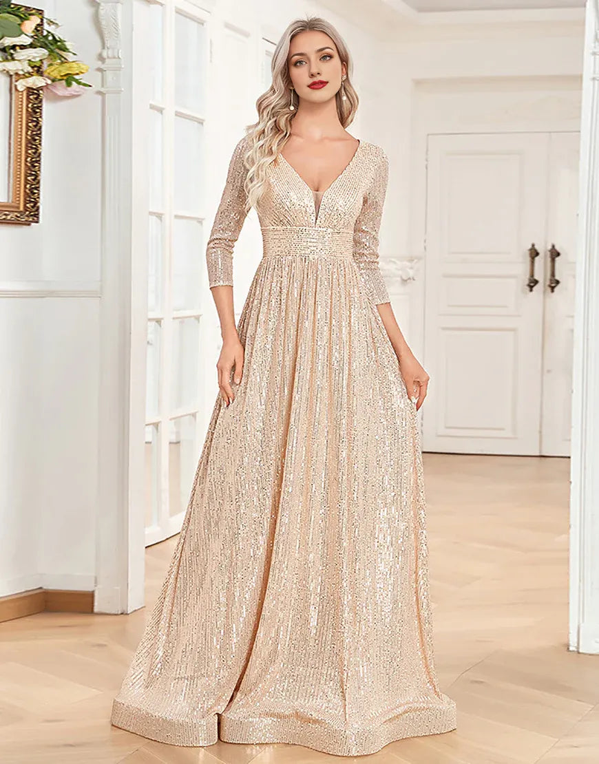 A-Line Glitter Long Mother of the Bride Dress with