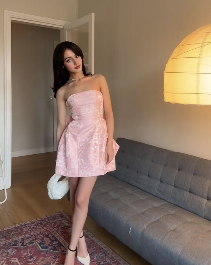 Pink Strapless Short Party Dress Homecoming Dress