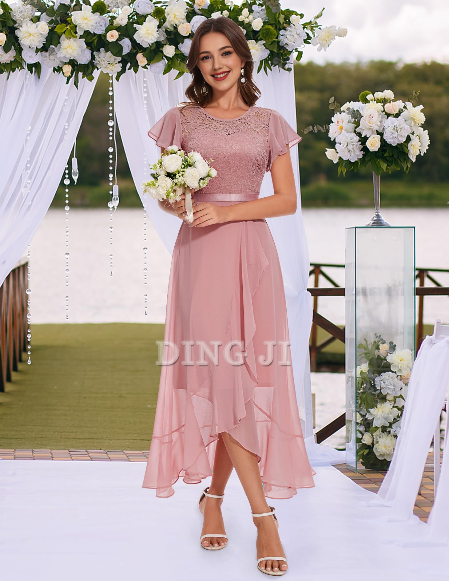DingJiDress Prom Dress Women Side Fork Elegant Lace Long Simple Retro Formal Wear Dresses Wedding Guests Dresses