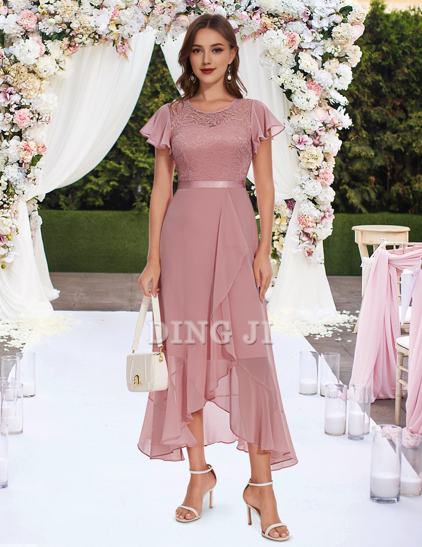DingJiDress Prom Dress Women Side Fork Elegant Lace Long Simple Retro Formal Wear Dresses Wedding Guests Dresses