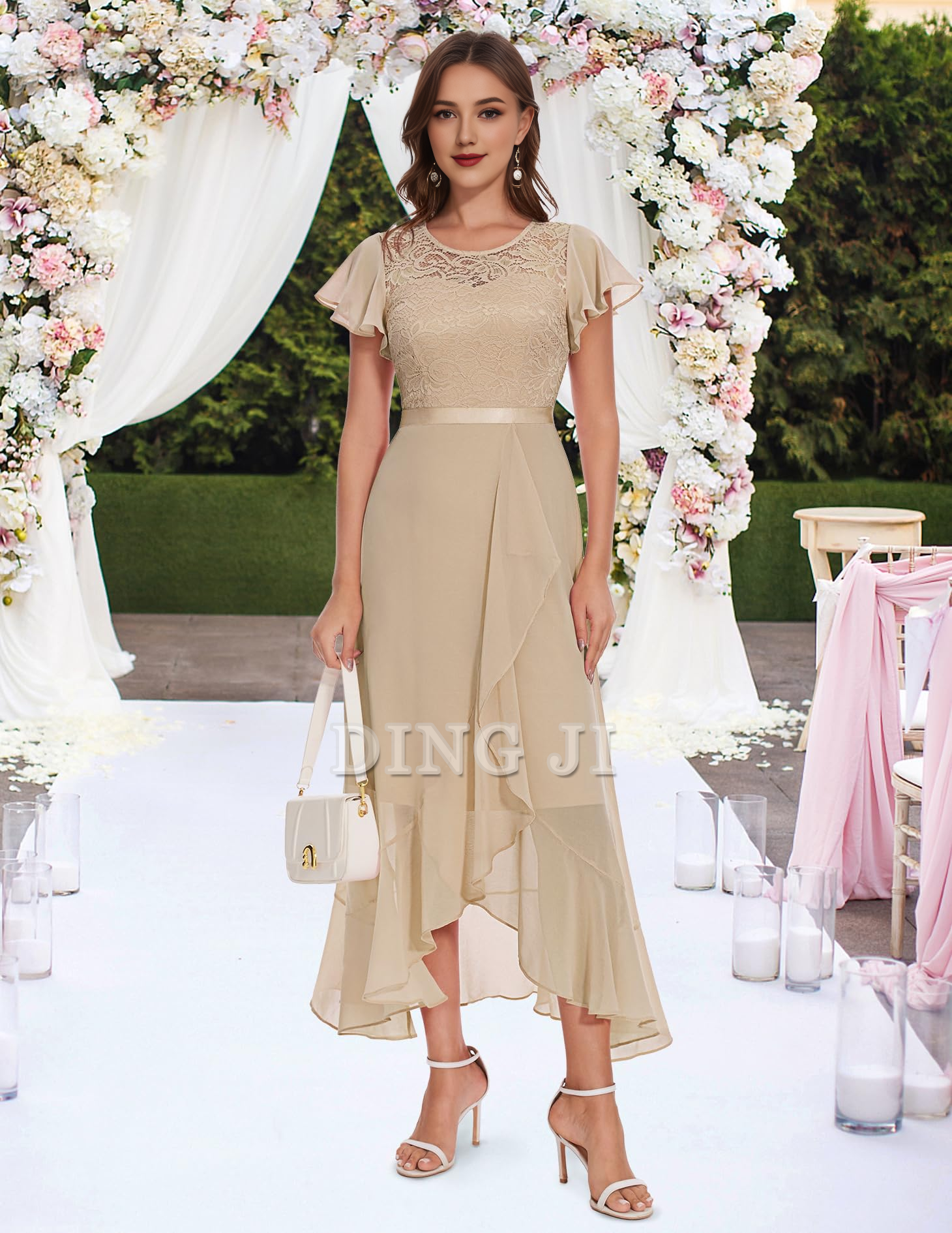 DingJiDress Prom Dress Women Side Fork Elegant Lace Long Simple Retro Formal Wear Dresses Wedding Guests Dresses
