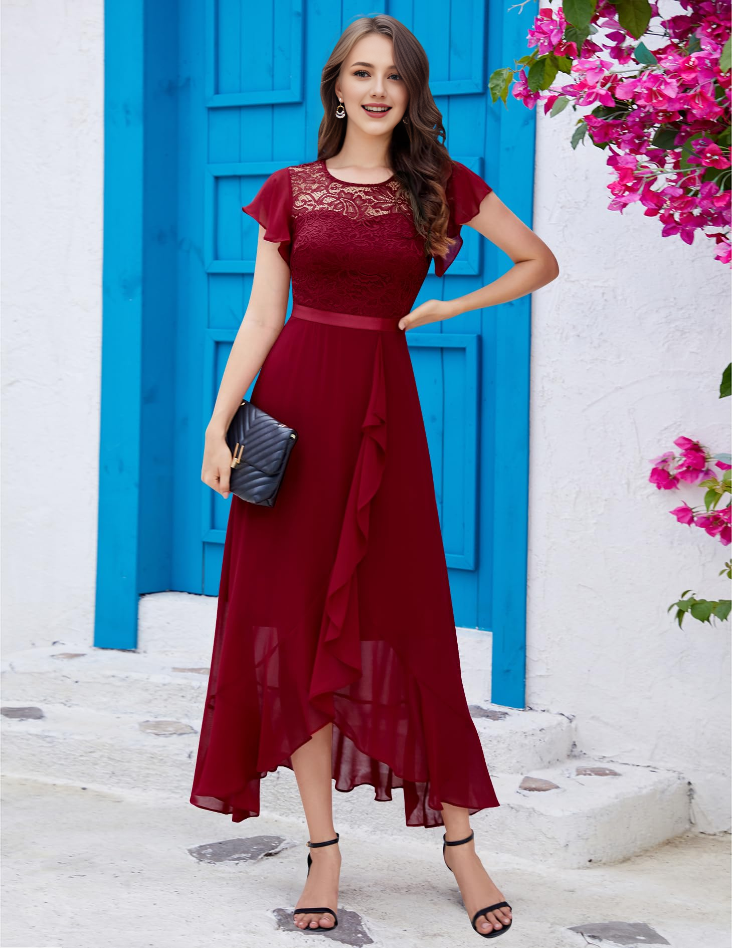 DingJiDress Prom Dress Women Side Fork Elegant Lace Long Simple Retro Formal Wear Dresses Wedding Guests Dresses
