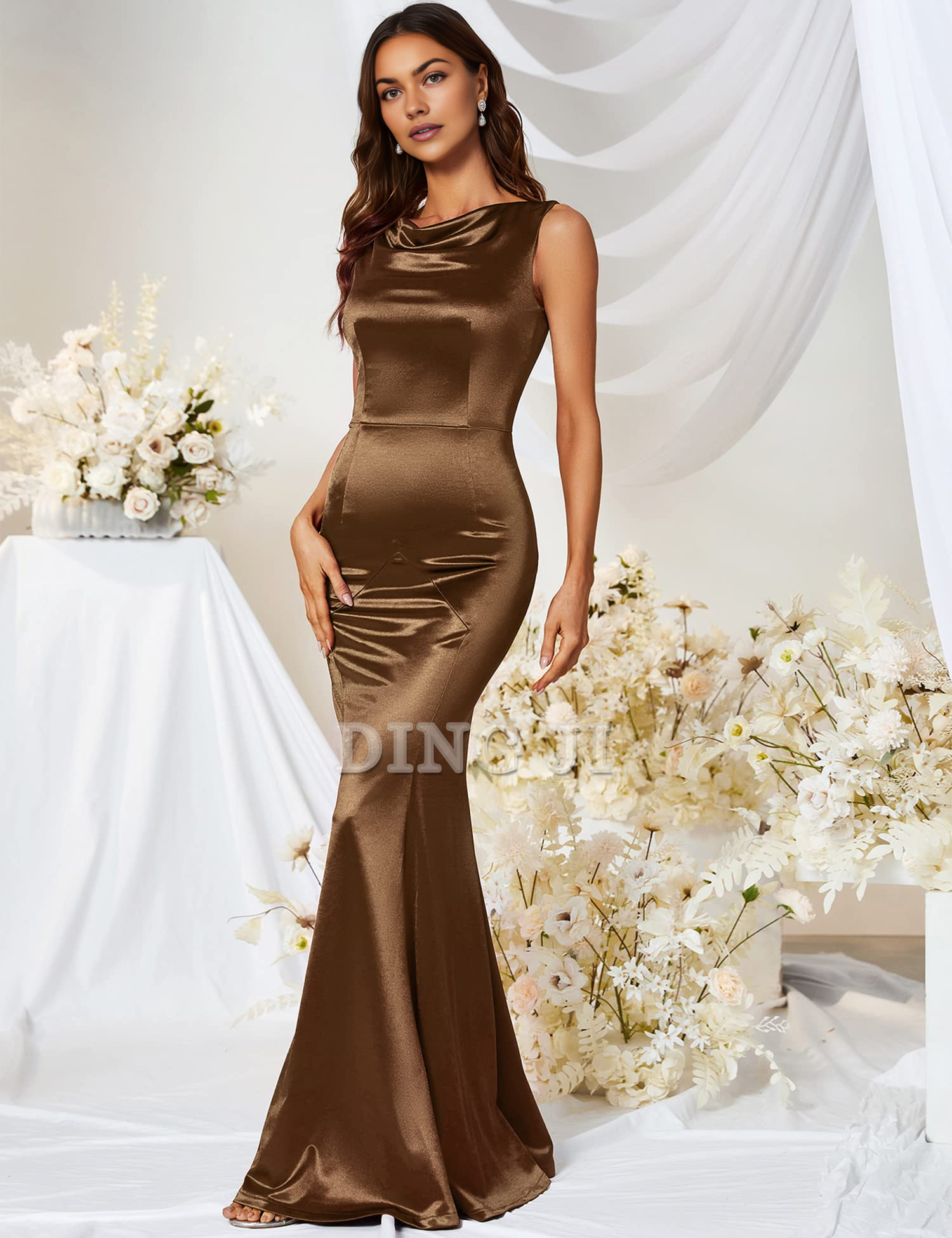 DingJiDress Prom Dress Women's Elegant Mermaid Cultivate oneself Sleeveless Gowns Evening Dress Formal Wear Dresses Wedding Guests Dresses