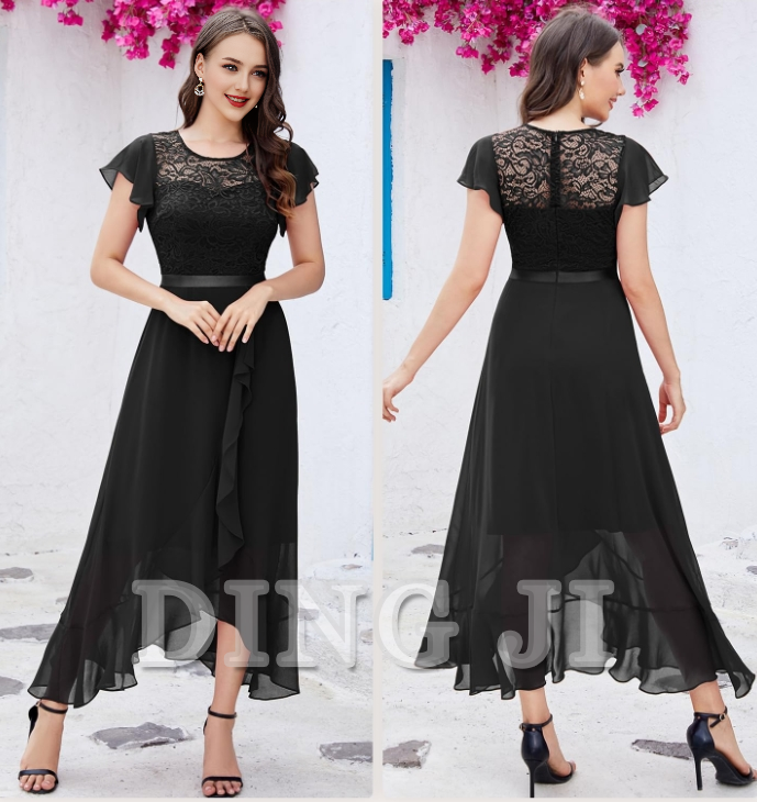 DingJiDress Prom Dress Women Side Fork Elegant Lace Long Simple Retro Formal Wear Dresses Wedding Guests Dresses