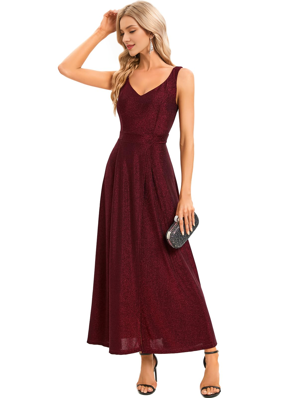 DingJiDress Prom Dress V Neck Slit Dress Evening Party Side Fork Sparkle Long Formal Wear Dresses Wedding Guests Dresses