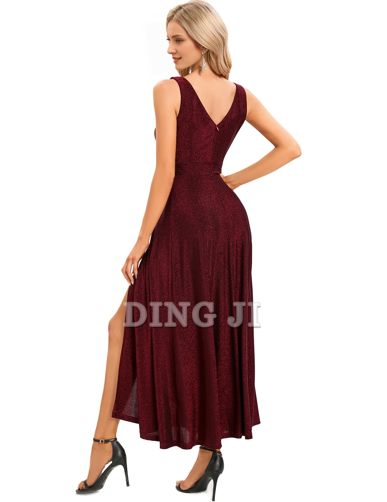 DingJiDress Prom Dress V Neck Slit Dress Evening Party Side Fork Sparkle Long Formal Wear Dresses Wedding Guests Dresses