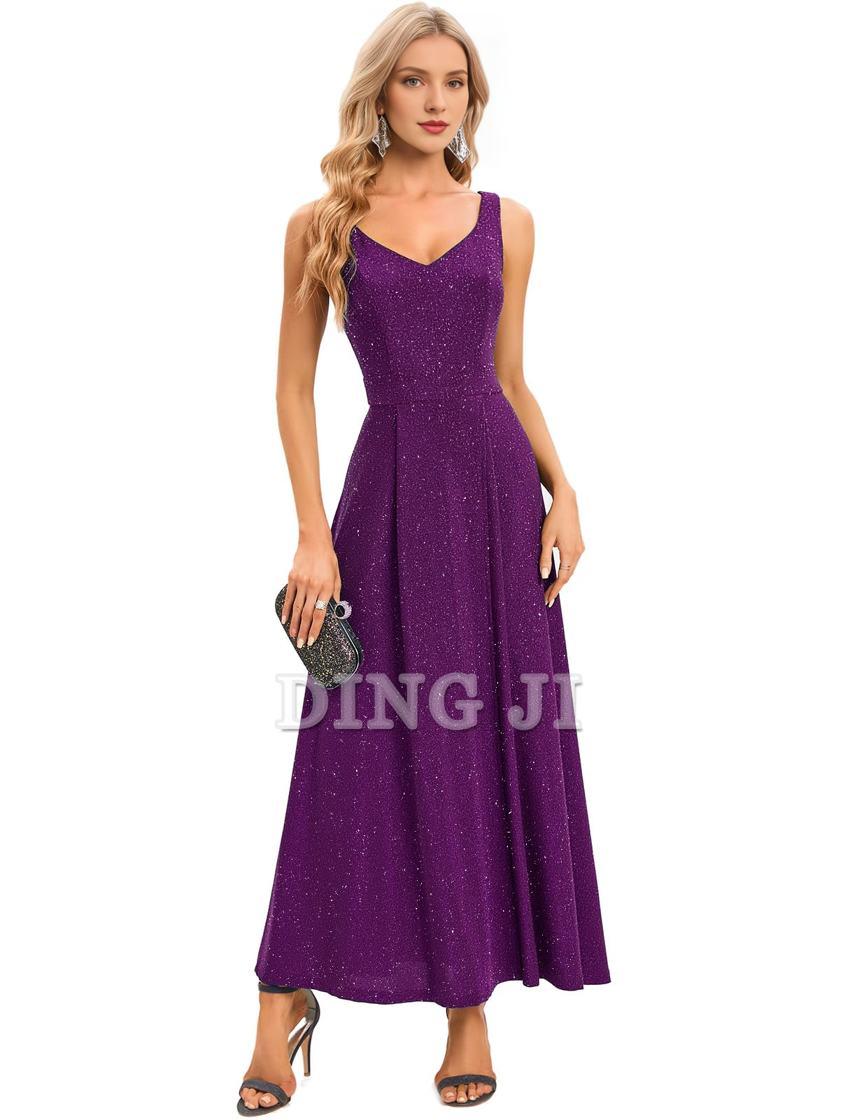 DingJiDress Prom Dress V Neck Slit Dress Evening Party Side Fork Sparkle Long Formal Wear Dresses Wedding Guests Dresses