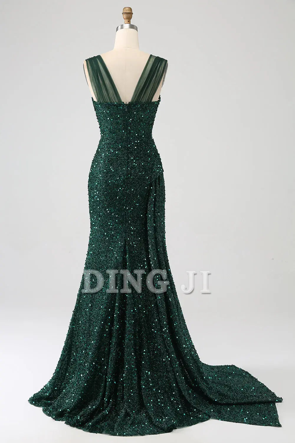 DingJiDress Prom Dress Heart-shaped collar Sparkly Sheath Shining Pleated Long Side Fork Gorgeous Formal Women's Dresses Wedding Guests Dresses