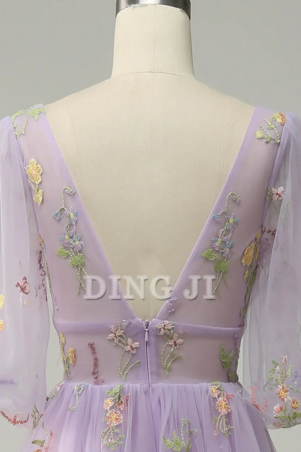 DingJiDress Prom Dress A-Line V-Neck Embroidery Short Sleeves Long Luxurious Formal Women's Dresses Wedding Guests Dresses