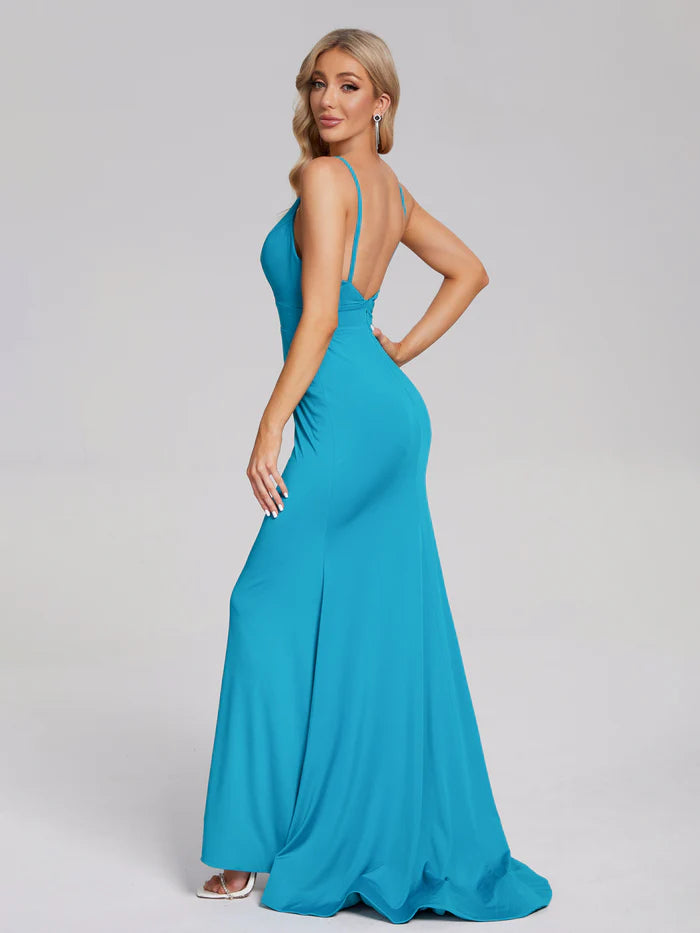 Simple Mermaid Backless Spandex Prom Dress