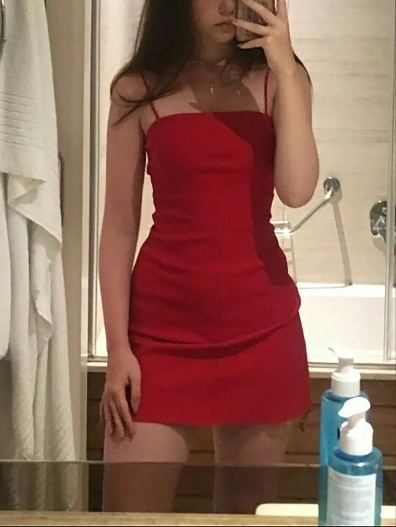 Spaghetti Straps Red Bodycon Homecoming Dress