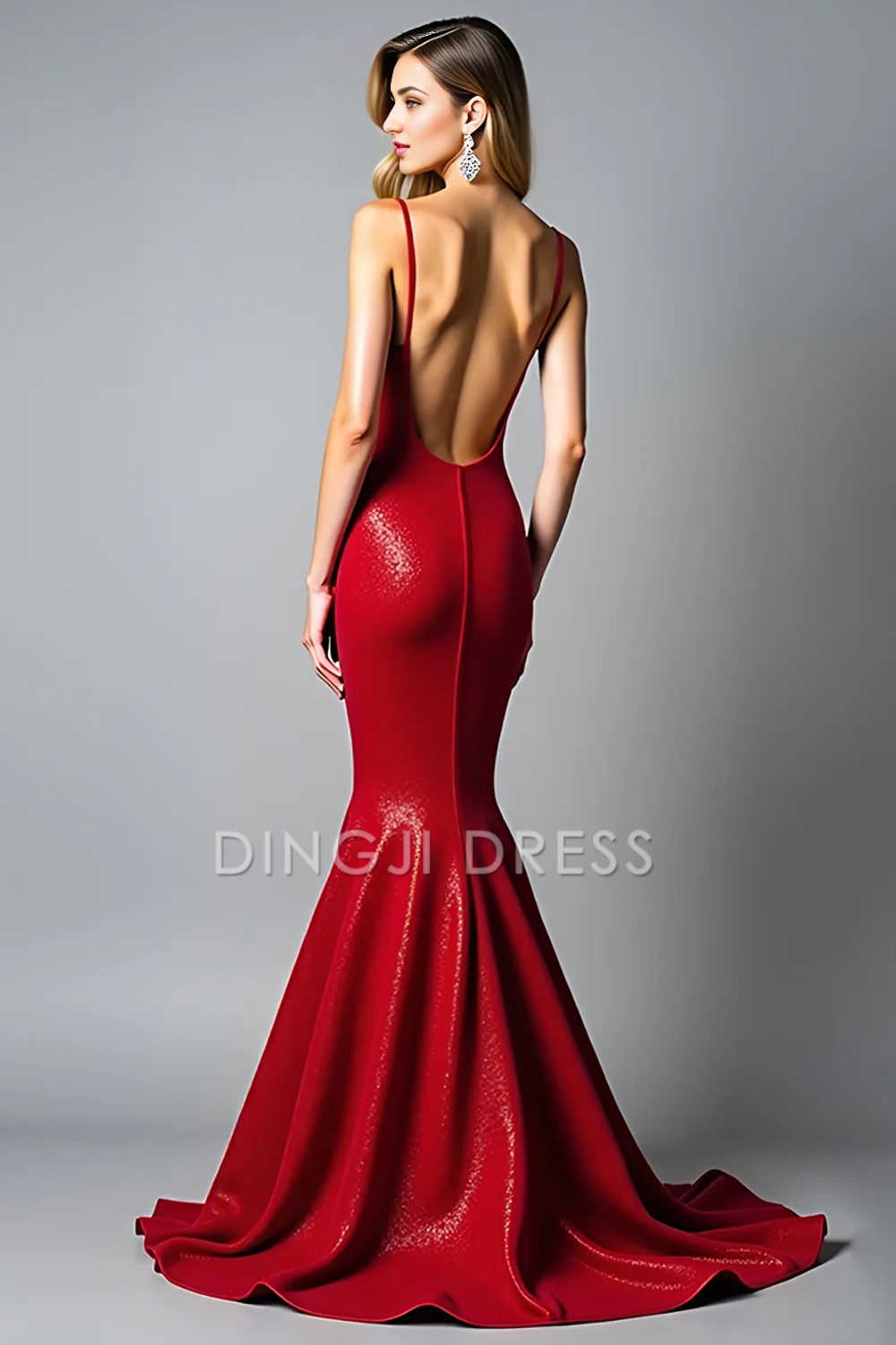 DingJiDress High Quality Dress Charming Mermaid Sweetheart Spaghetti Strap Backless Long Prom Dress