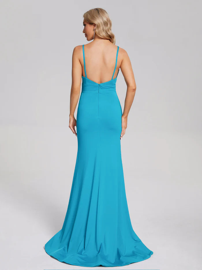 Simple Mermaid Backless Spandex Prom Dress