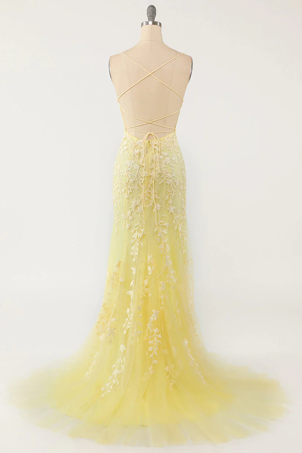 DingJiDress Mermaid Spaghetti Straps Light Pink Long Prom Dress with Appliques