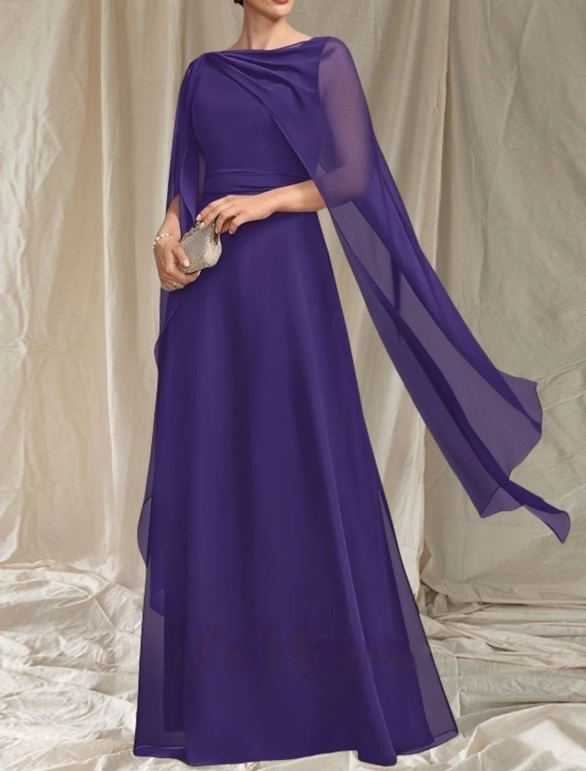 A-Line Mother of the Bride Dress Wedding Guest Elegant Crew Neck Floor Length Chiffon Sleeveless with Sash / Ribbon Ruffles Ruching