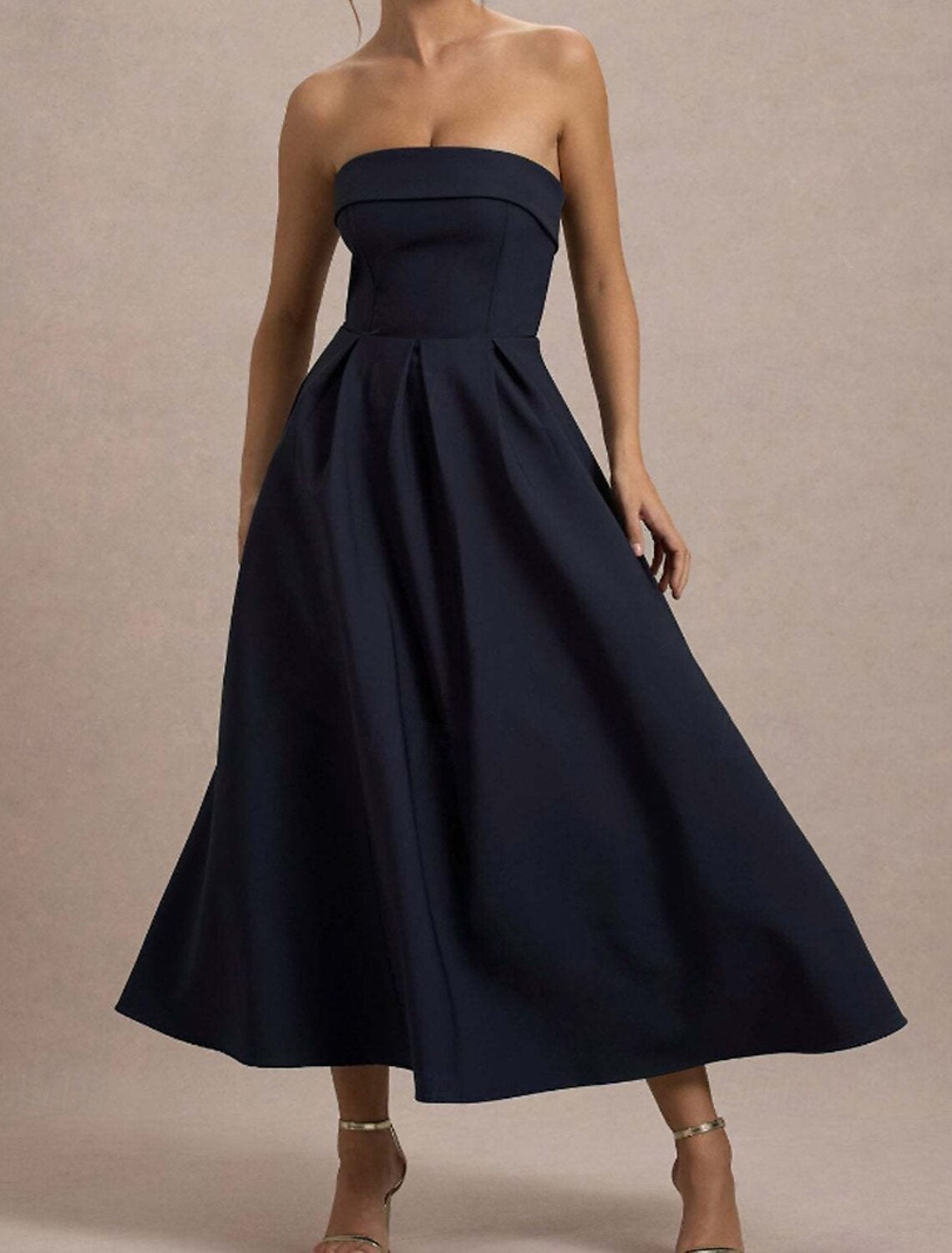 Women's Midi Dress White Dress Graduation Dress Prom Dress Party Dress Fashion Wedding Party Evening Party Regular Fit Plain Sleeveless Strapless Black White Yellow Pink Summer