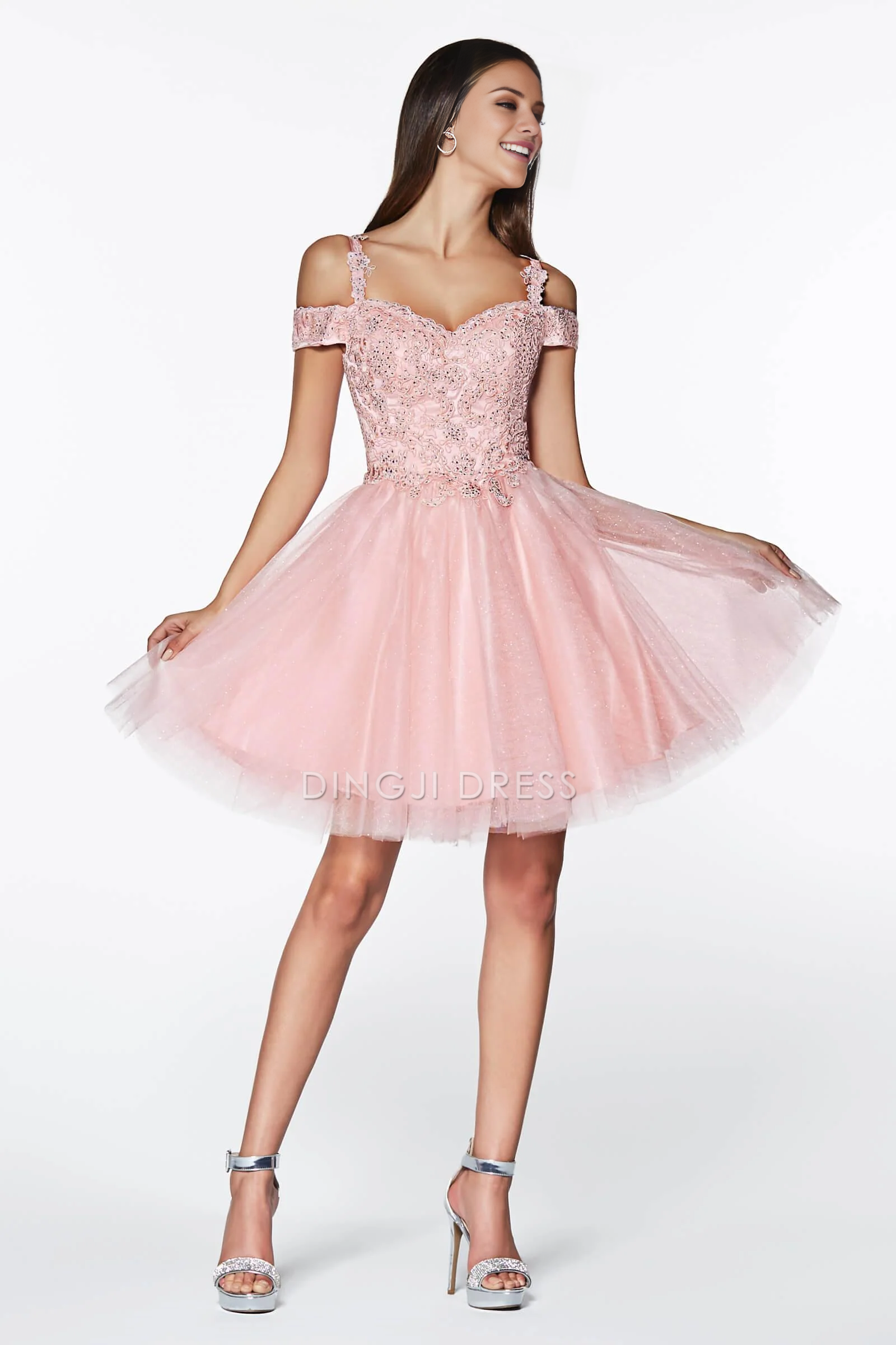 DingJiDress High Quality Dress Evening Dress off shoulder Sweetheart Open Back Lace Applique Prom Dress