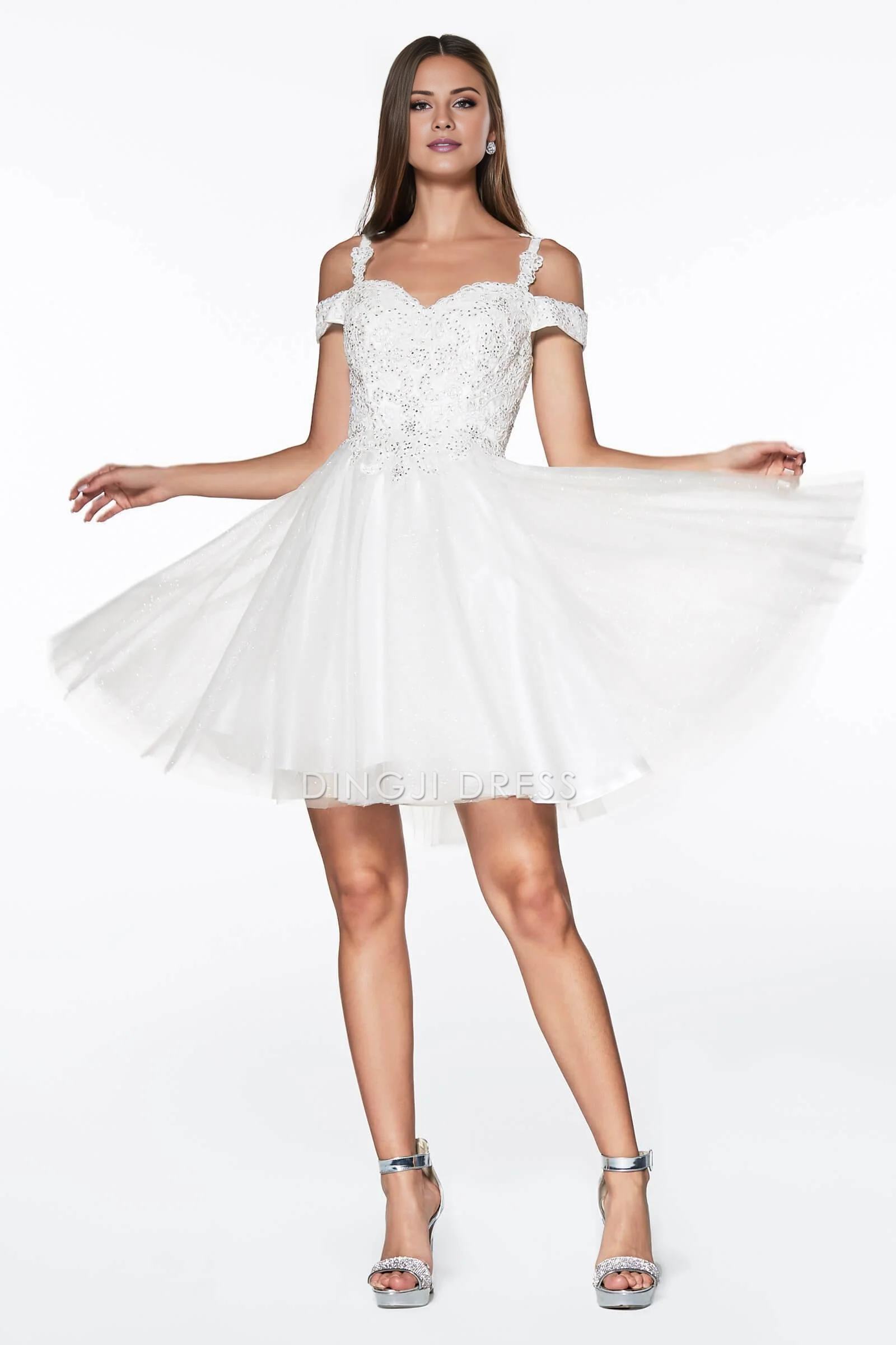 DingJiDress High Quality Dress Evening Dress off shoulder Sweetheart Open Back Lace Applique Prom Dress