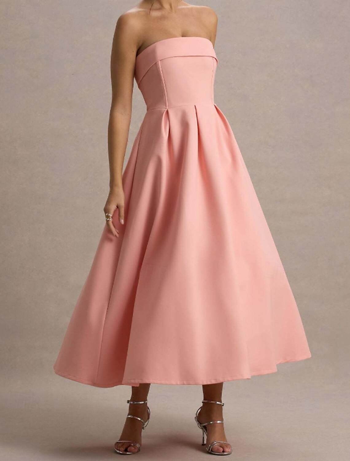 Women's Midi Dress White Dress Graduation Dress Prom Dress Party Dress Fashion Wedding Party Evening Party Regular Fit Plain Sleeveless Strapless Black White Yellow Pink Summer