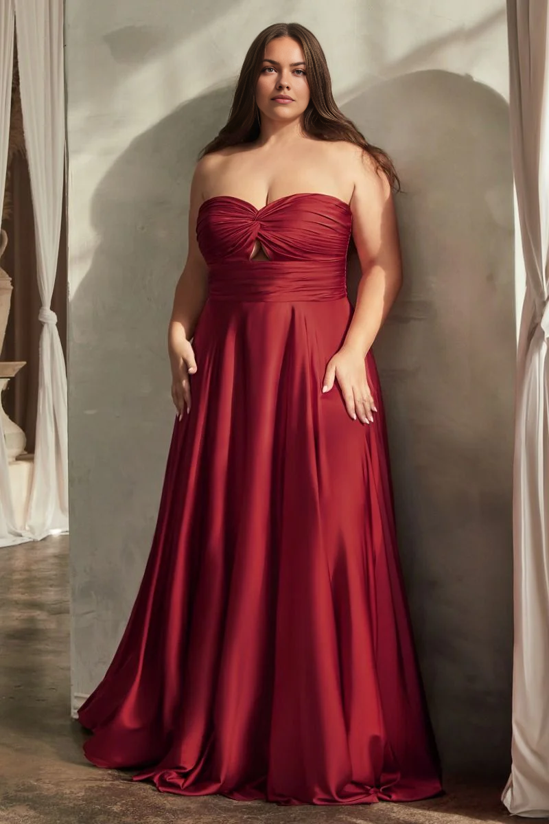 DingJiDress November December Wedding Guest Dress Strapless Heart-Shaped Collar Pleated Corset Split Fork Long Backless Sexy Party Dress
