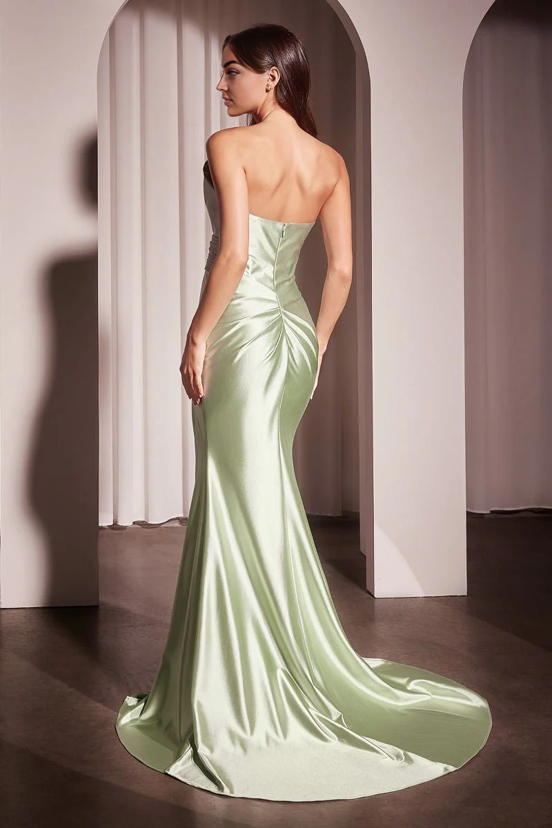 DingJiDress November December Wedding Guest Dress Satin Dress Featuring Asymmetrical Strapless Neckline Pleated Bodice Stand Out Elegant Formal Party Dress