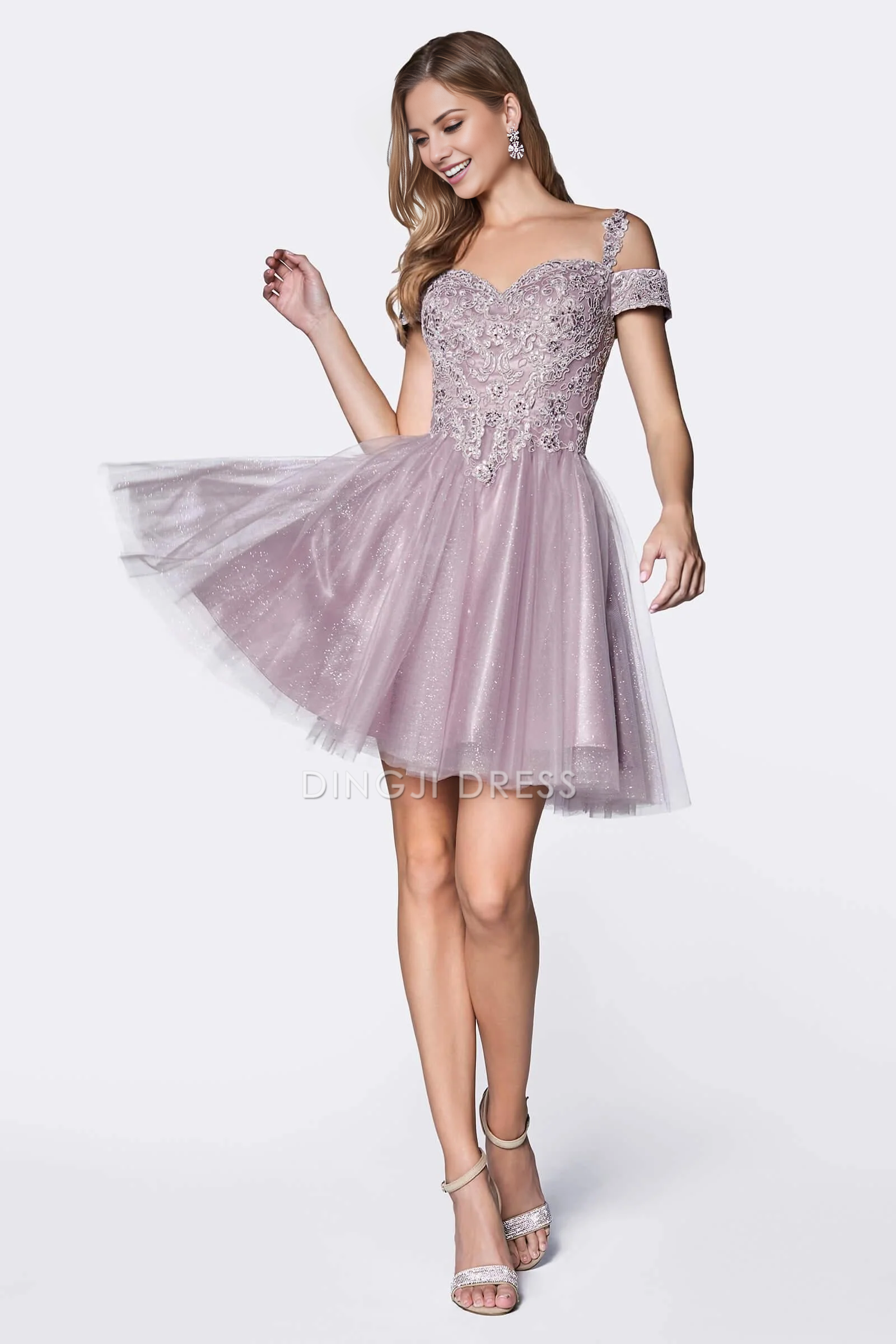 DingJiDress High Quality Dress Evening Dress off shoulder Sweetheart Open Back Lace Applique Prom Dress