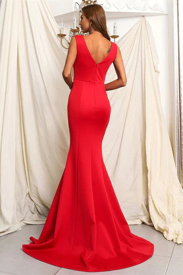 Elegant Black V-Neck Backless Mermaid Long Evening Dress