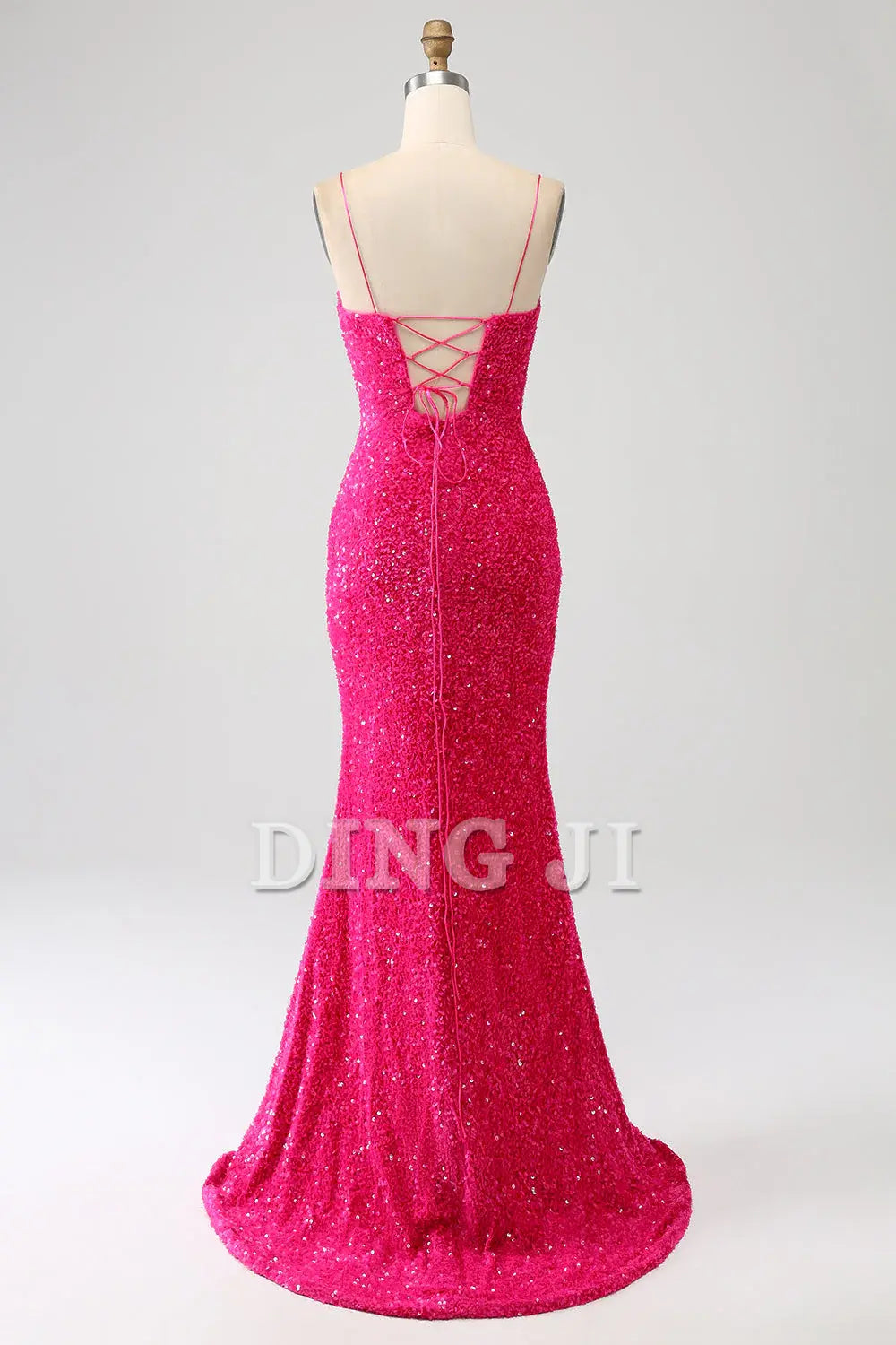 DingJiDress Prom Dress V-Neck Mermaid Cultivate oneself Spaghetti Straps Sequin Side Fork Long Formal Women's Dresses Wedding Guests Dresses