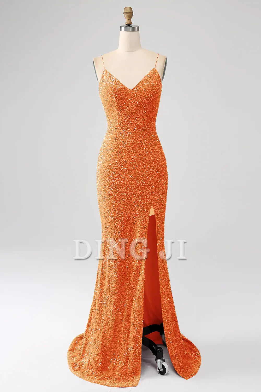 DingJiDress Prom Dress V-Neck Mermaid Cultivate oneself Spaghetti Straps Sequin Side Fork Long Formal Women's Dresses Wedding Guests Dresses