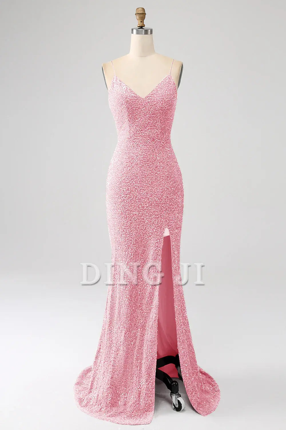 DingJiDress Prom Dress V-Neck Mermaid Cultivate oneself Spaghetti Straps Sequin Side Fork Long Formal Women's Dresses Wedding Guests Dresses