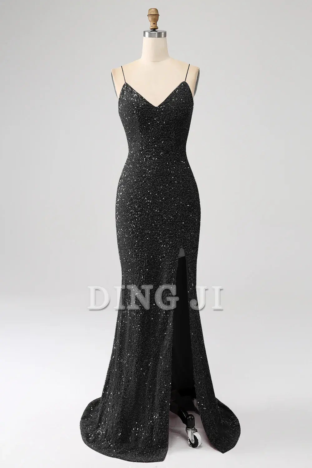 DingJiDress Prom Dress V-Neck Mermaid Cultivate oneself Spaghetti Straps Sequin Side Fork Long Formal Women's Dresses Wedding Guests Dresses